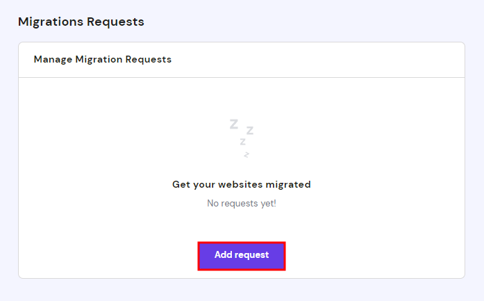Hostinger's migration requests page