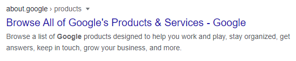 meta description of about.google products