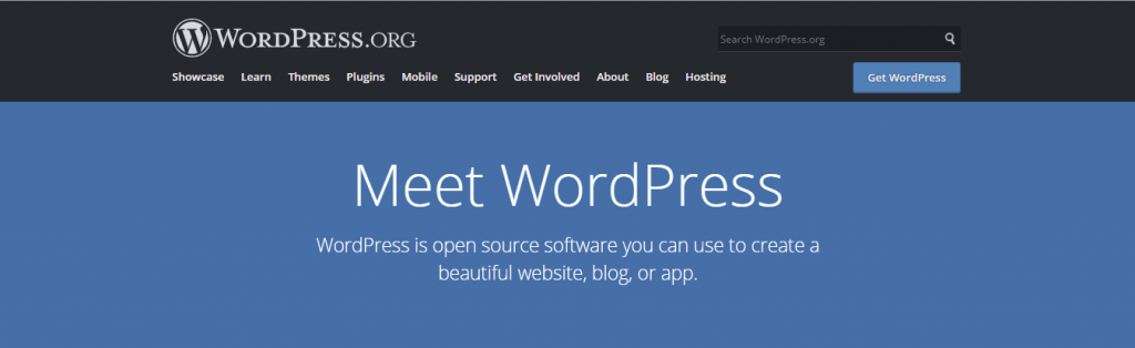 Screenshot of WordPress homepage
