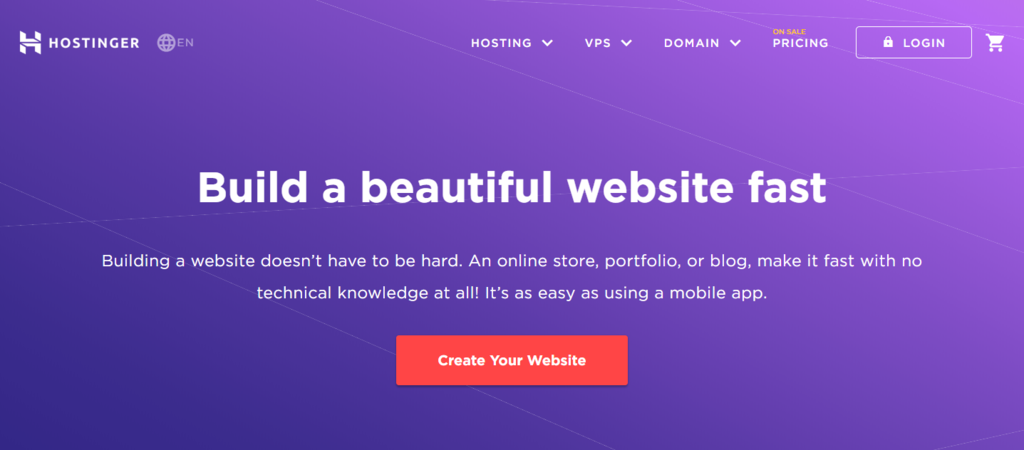 Hostinger Website Builder allows you to create a stunning website with ease.