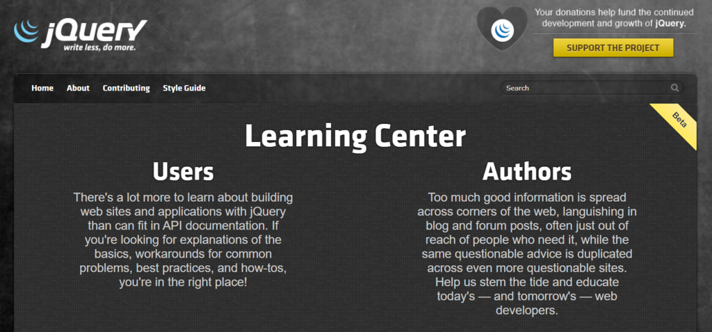 jQuery learning center is a great learning source for a developer.