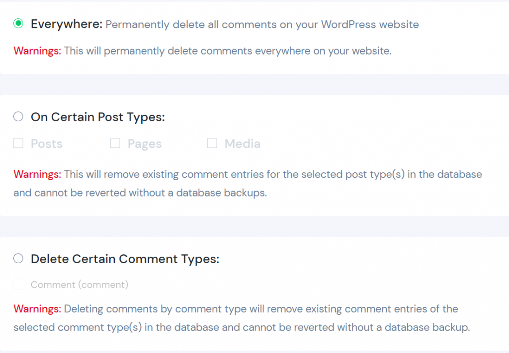 The Disable Comments plugin page, showing how to disable comments everywhere