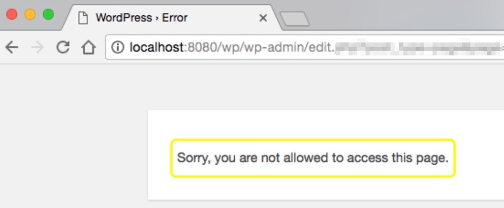 Sorry, you are not allowed to access this page error in WordPress