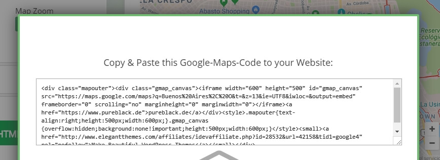 An example of a Google Maps embed code.