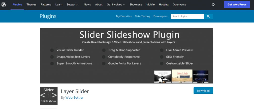 Layer Slider on the WordPress plugin directory. It's a slider plugin that allows you to create beautiful image and video slideshows and presentations with layers