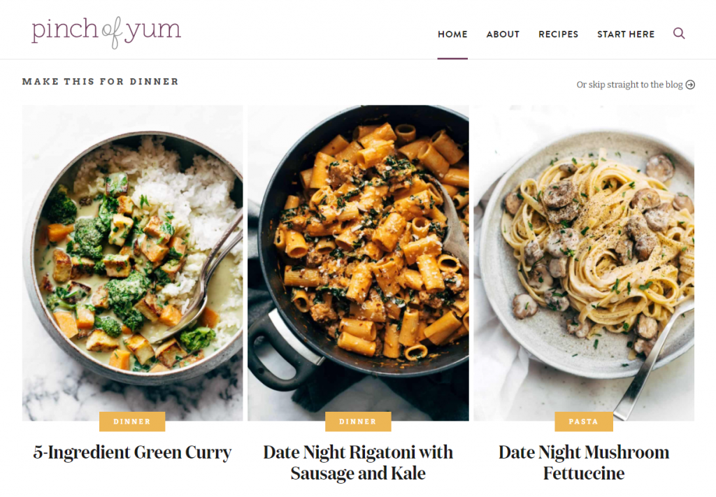 Pinch of Yum is a great example of a visually appealing food blog