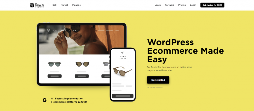 The Ecwid homepage is a powerful plugin that optimizes WordPress for eCommerce.
