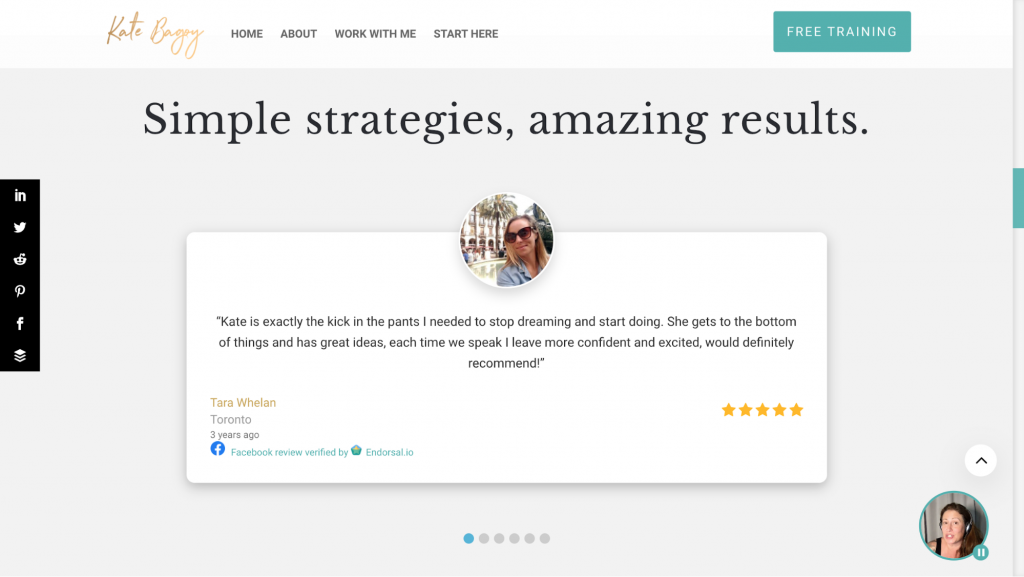 Screenshot showing social proof examples on about page
