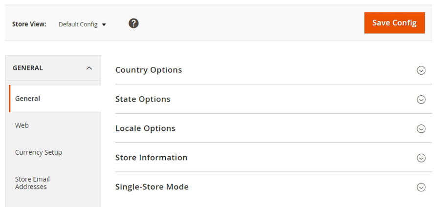 Some of Magento's store settings.