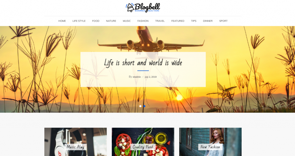 BlogBell Free WordPress Blog Theme