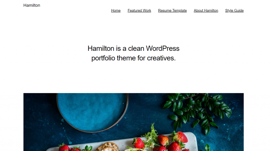 Hamilton WordPress portfolio theme