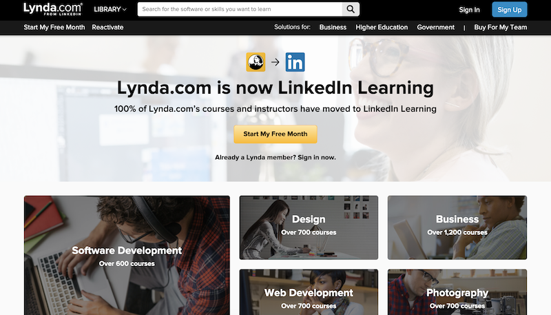 Lynda.com platform for learning WordPress