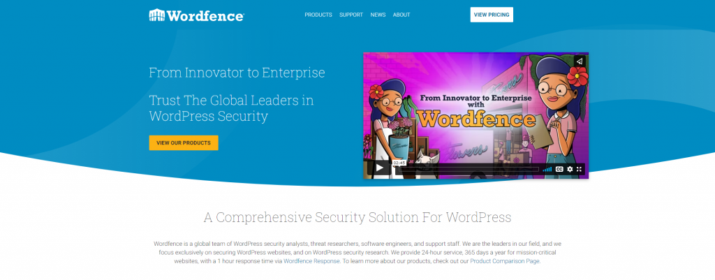 Wordfence homepage.