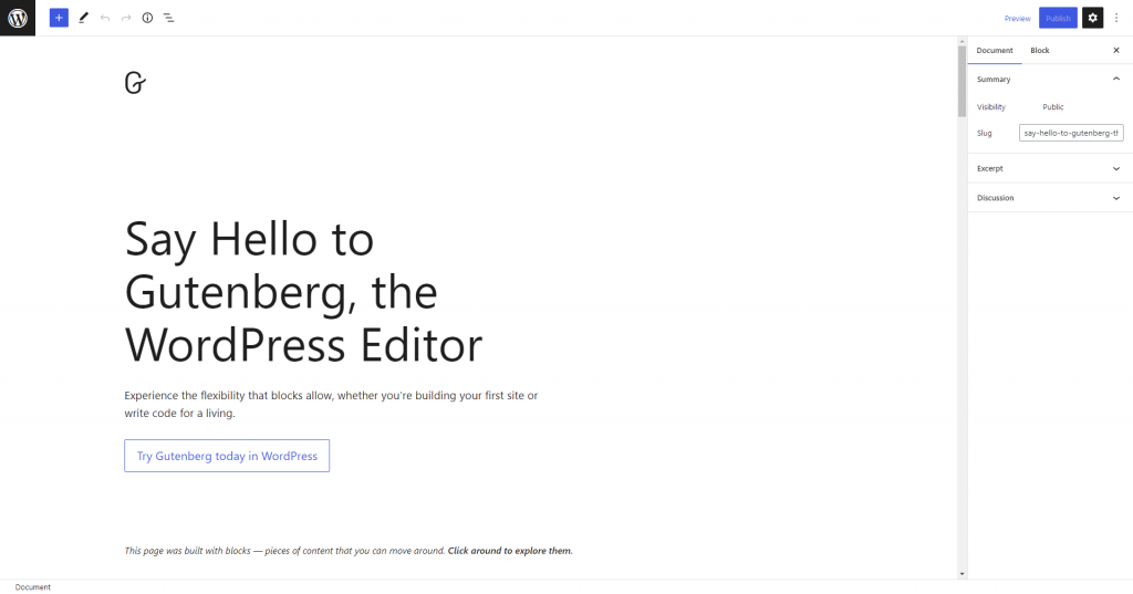 WordPress Gutenberg editor.