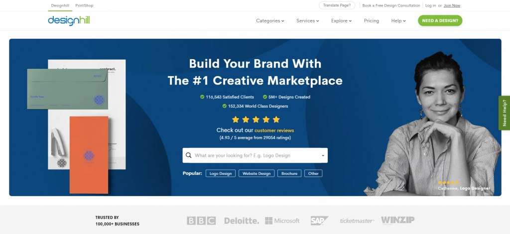 DesignHill homepage 