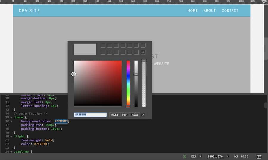 Dreamweaver built-in color picker