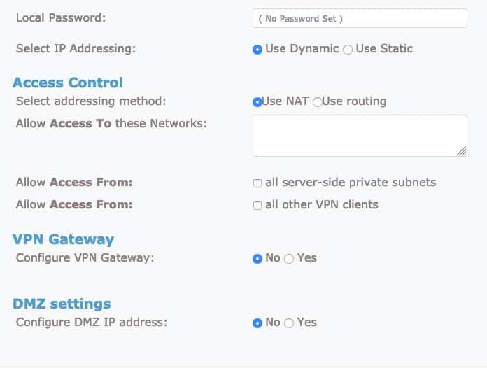 OpenVPN advanced user settings tab