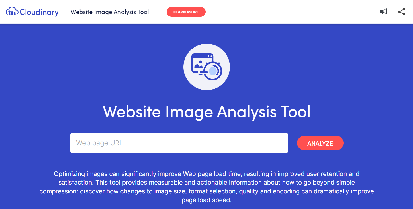 Cloudinary's Image Analysis Tool homepage