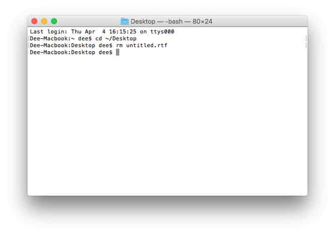 Deleting a File Using MacOS Terminal