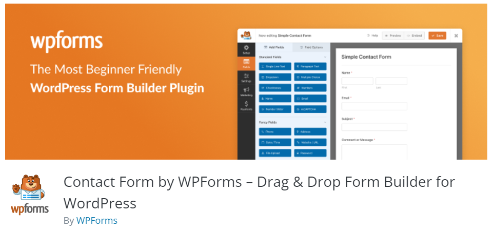 WPForms WordPress plugin banner
