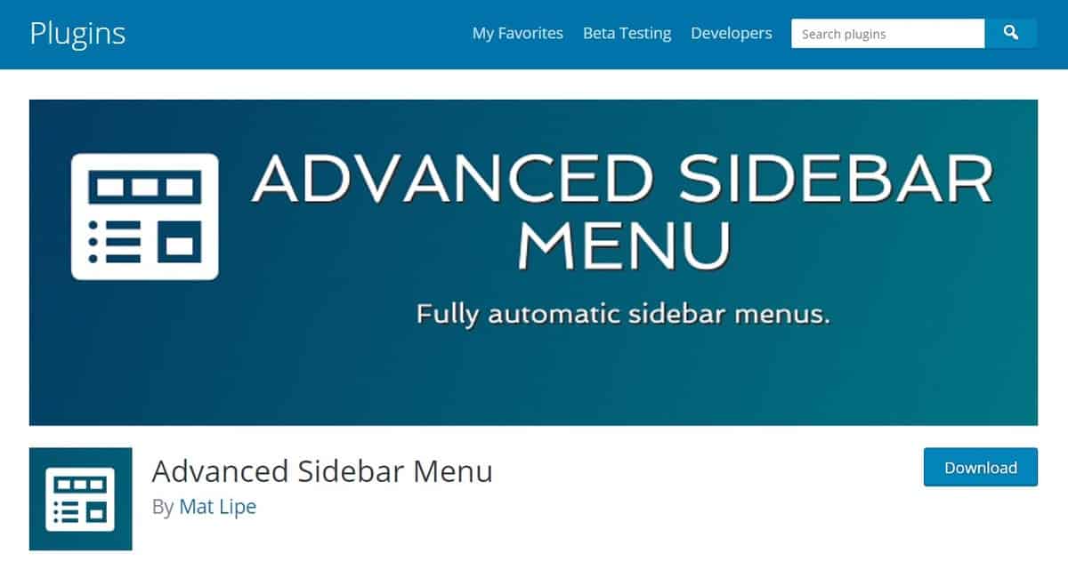 WordPress plugin Advanced Sidebar Menu