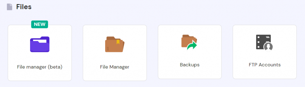 hPanel's Files section, where users can access the File Manager