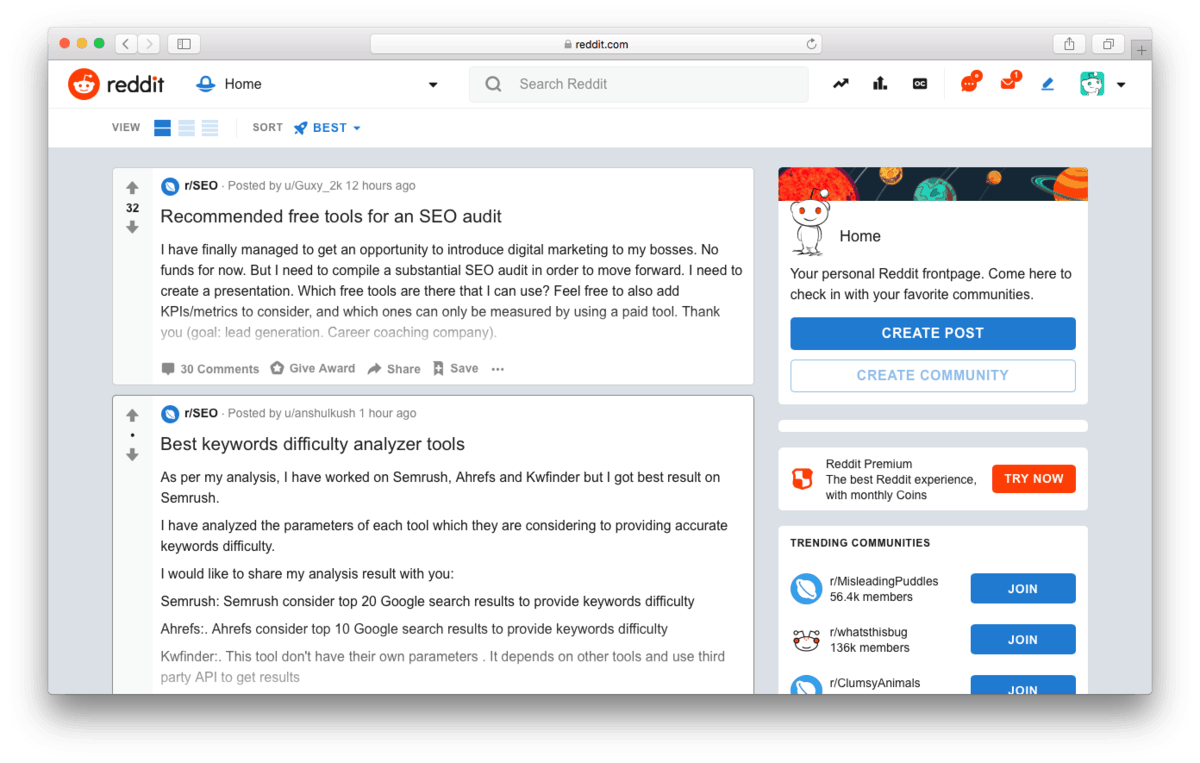 Reddit SEO Section