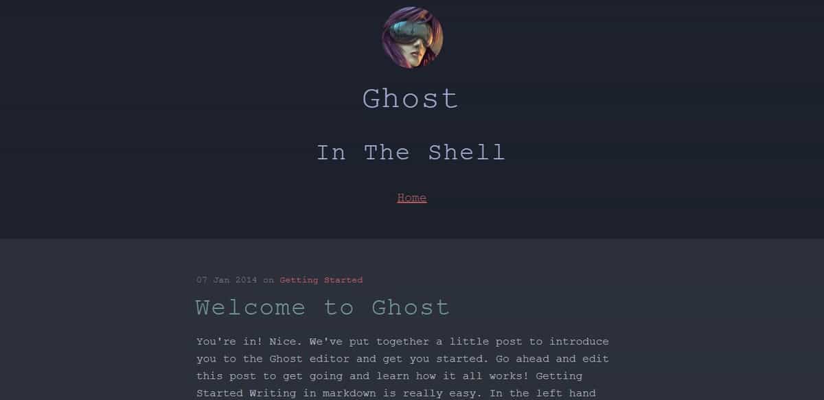 Example of ghost theme The Shell