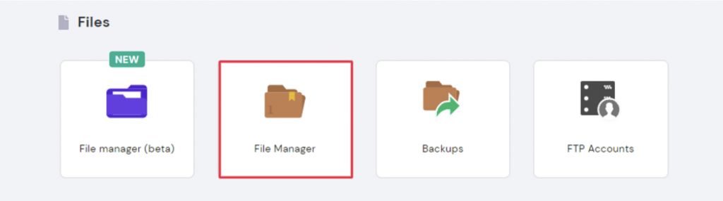 File Manager under the Files section of your hPanel.