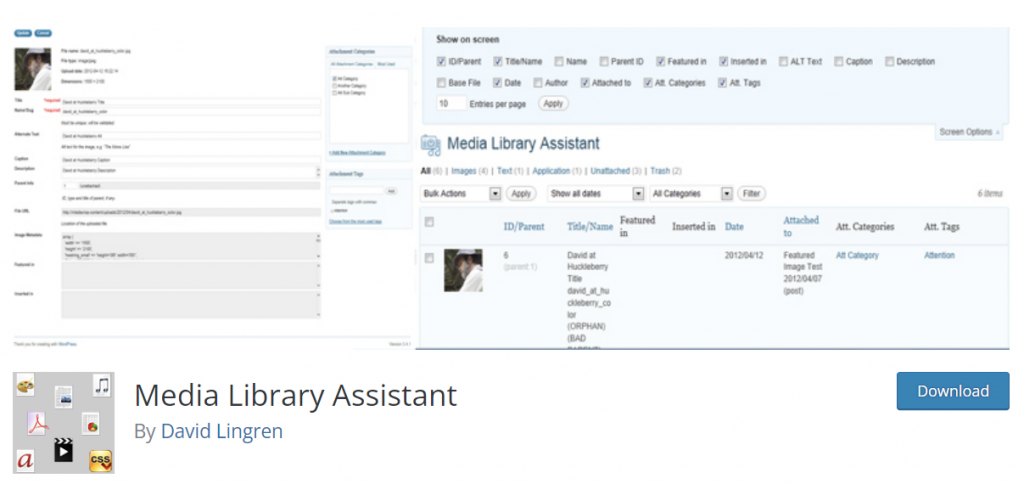 The Media Library Assistant plugin page on wordpress.org