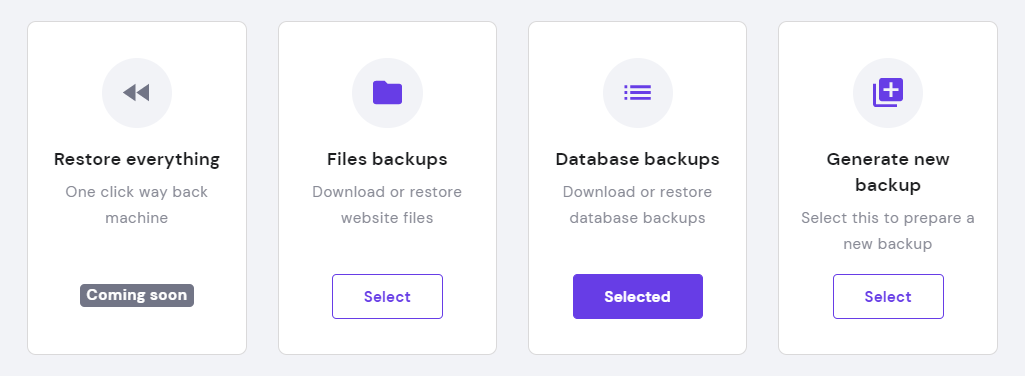Database backups on hPanel