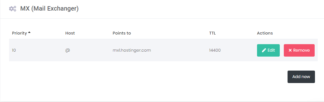 How to find the MX record in hPanel.