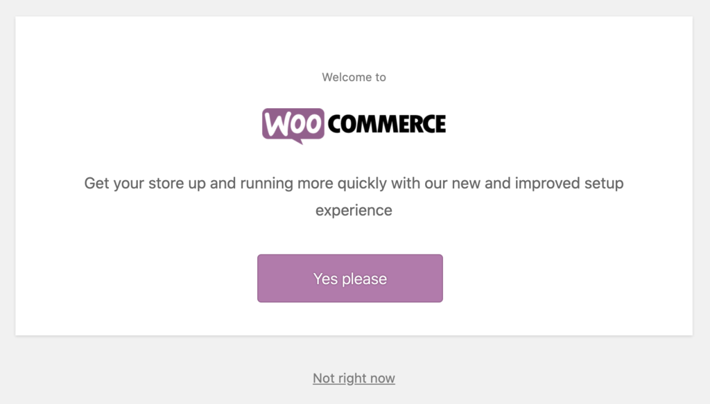 Welcome to WooCommerce set up page. 