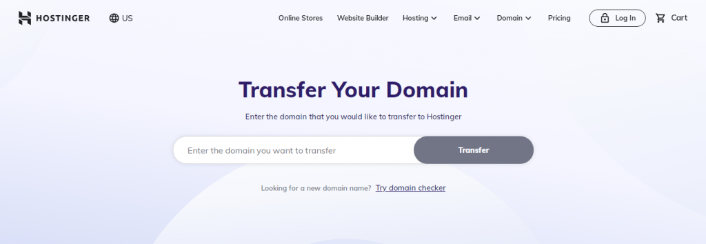 Hostinger's domain transfer page
