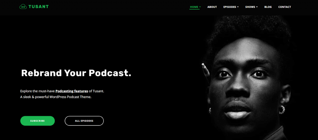 Tusant, a premium WordPress theme for podcasts