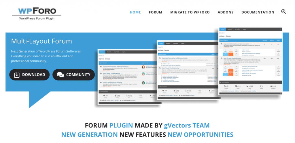 wpForo Forum plugin homepage