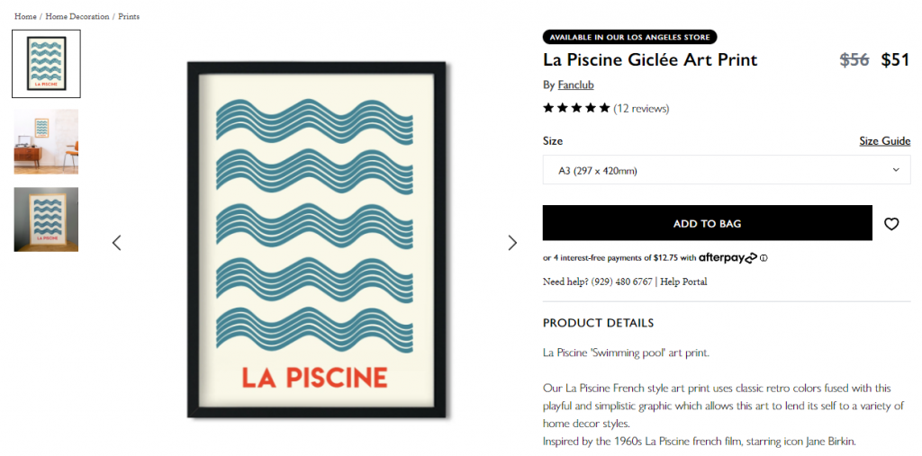 An example of a handmade art print for sale online