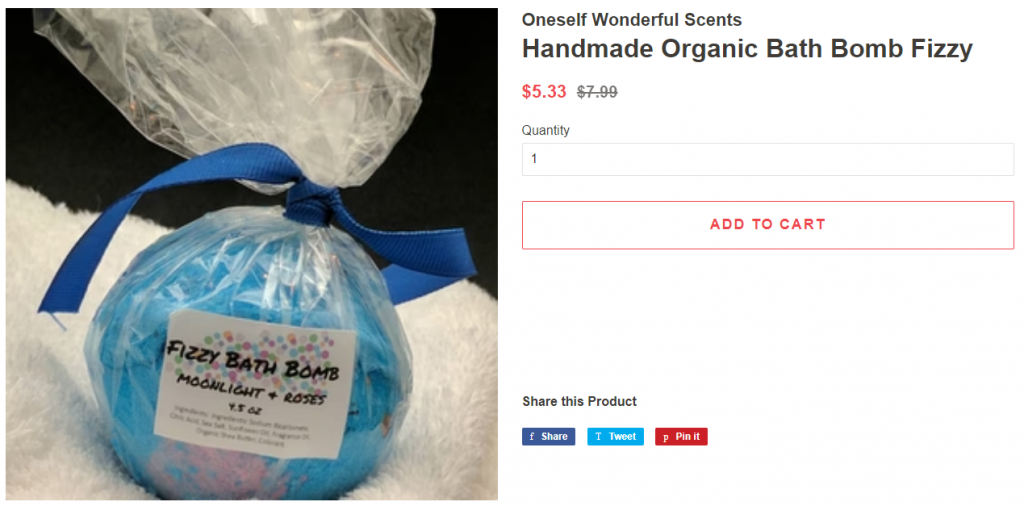 An example of handmade bath bombs for sale online