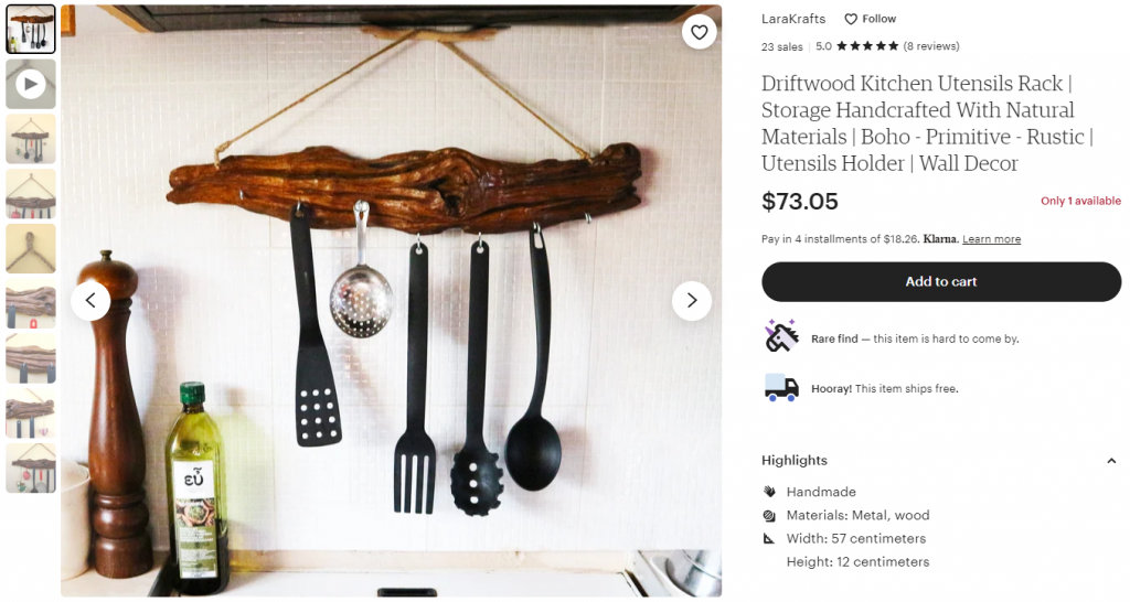 An example of handmade kitchen utensils holders for sale online