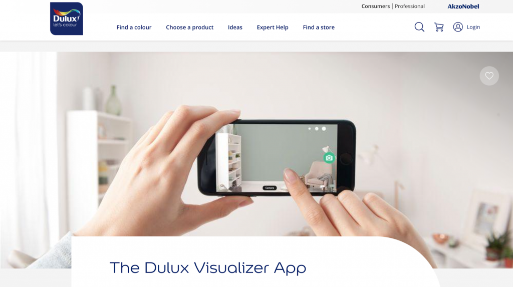 Dulux Visualizer website landing page