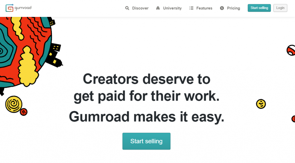 Screenshot of Gumroad homepage.