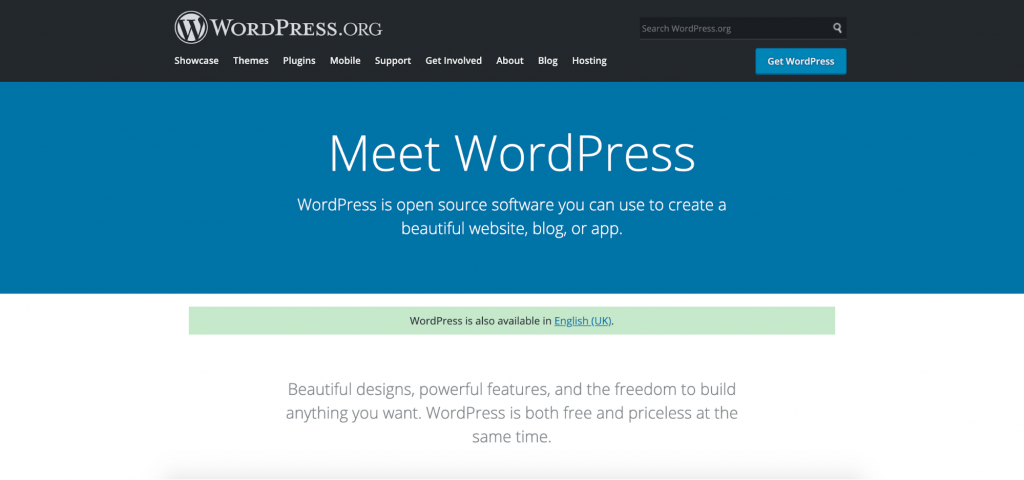 WordPress landing page