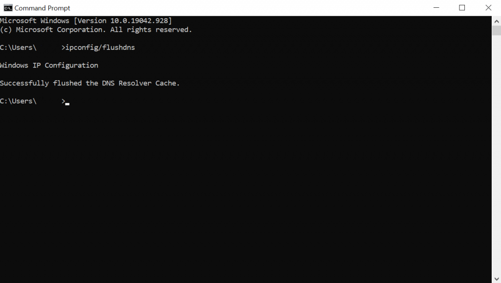 Screenshot of the confirmation message in Windows Command Prompt 