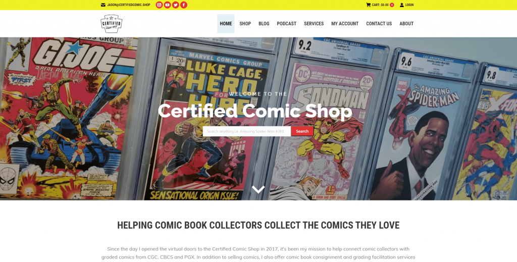 Certified Comic Shop website