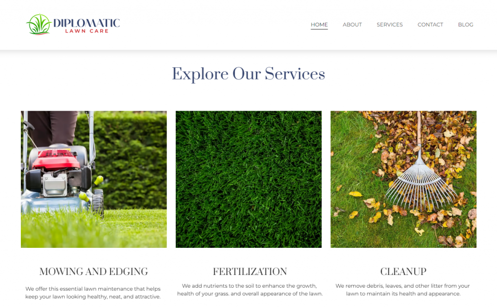 Diplomatic Lawn Care's homepage