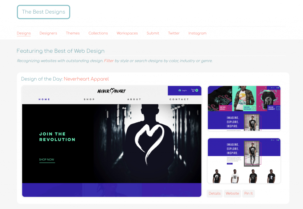 The homepage of The Best Designs.
