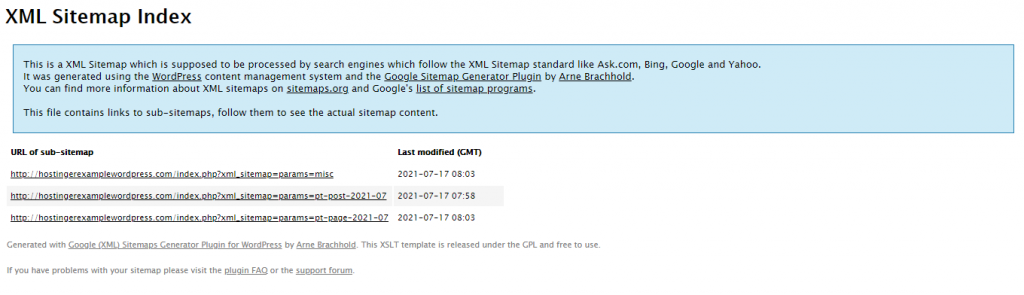 The XML Sitemap Index,