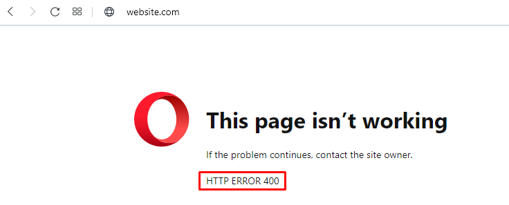 HTTP error 400 page on Opera