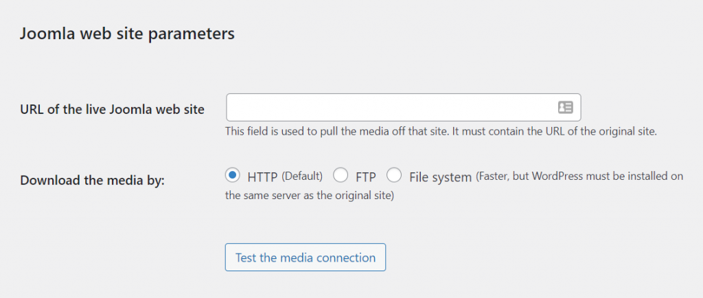 Joomla web site parameters