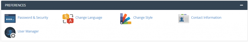 The Preferences section on cPanel